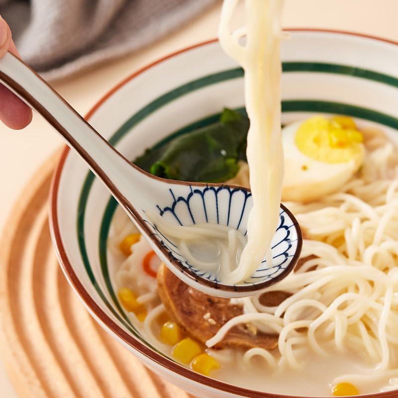 Jobntz Asian Soup Spoon,Ceramic Ramen Spoons Japanese Style For Pho, Miso Soup, Dumpling, Noodles, Chinese Wonton Dishwasher Saf